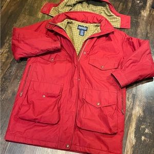 Vintage Lands End Wool Lined Jacket Removable Hood size large